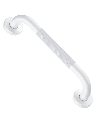 12 Inch Oil Rubbed White Shower Grab Bar w/Anti Slip Grip, ZUEXT Stainless Steel Bath Grab Bar,Bathroom Balance Bar, Wall Mount Safety Handrail Support, Handicap Injury Elderly Senior Assist Handle - color: White, size: 12 Inch