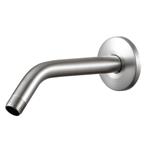 OFFO Shower Arm with Flange, 6 in Brushed Nickel Wall Mount Replacement Angle Shower Head Arm Wall-Mounted For Fixed Shower Head & Handheld Showerhead - color: Brushed Nickel, style: 6 in