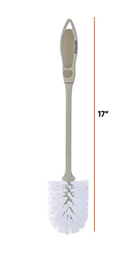 Superio Toilet Brush with Holder, Heavy-Duty Durable Bristles, Long Handle with Comfort Grip, Deep Cleaning Bathroom Toilet Bowl Brush, Beige - size: Toilet Brush - 1 Pack