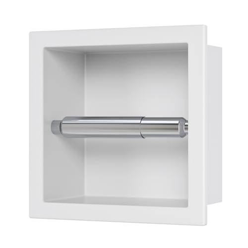 Neodrain White 304 Stainless Steel Recessed in Wall Toilet Paper Holder | Rustproof,Durable construction, Space-saving, Built-in Wall toilet paper Holder for Bathroom & RV - color: White, size: 6X6In