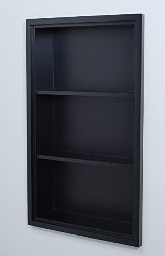 14x24 Sloane Recessed Wall Niche Medicine Cabinet Replacement, in The Wall Bathroom Cabinet Insert Shelf/Shelves, Made in North America, Real Wood, NO MDF, Black Plain Back - color: Black, size: 14x24