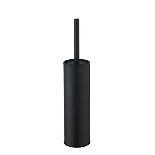 BGL Stainless Steel Toilet Brush with Holder, 2 Black Bristle Heads - color: Matte Black