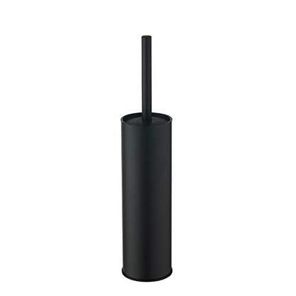 BGL Stainless Steel Toilet Brush with Holder, 2 Black Bristle Heads - color: Matte Black