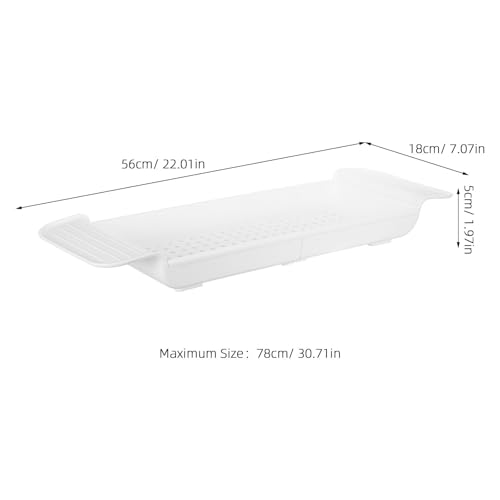 Kisangel Expandable Bathtub Tray and Multihole Drainage Design Gift for Housewarmings with Antislip Foot Pads Plastic Bath Tub Shelf Organizer for Book, Towel, and Drink Holder