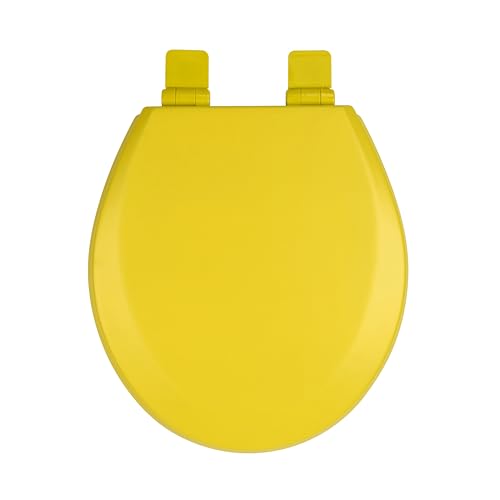 Toilet Seat, Slow Close, Soft Touch, Ultra-Smooth Matte Finish (No Orange-Peel Texture), Premium Moulded Wood, Quick Release, PIKLiDS (Yellow, Round) - color: Yellow, size: Round