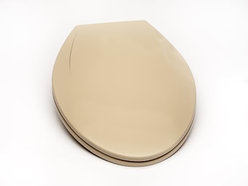 2Q1E6-30 Builder Grade Slow Close Plastic Toilet Seat with Vari Adjust Lok-Down R'N'C Hinge and Quik-Lok Mounting Hardware, Elongated, Fawn Beige - color: Fawn Beige, style: Elongated