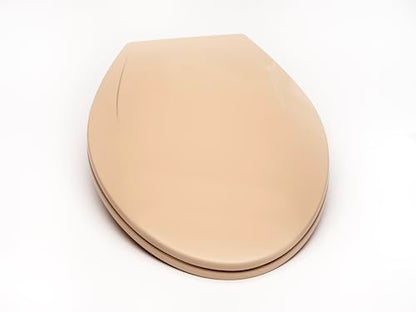 2Q1E6-30 Builder Grade Slow Close Plastic Toilet Seat with Vari Adjust Lok-Down R'N'C Hinge and Quik-Lok Mounting Hardware, Elongated, Fawn Beige - color: Fawn Beige, style: Elongated