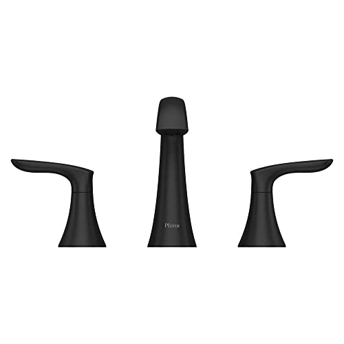 Pfister Weller Bathroom Sink Faucet 8 inch Widespread 2-Handle 3-Hole Matte Black Vanity Faucet with Push & Seal Drain Water-Efficient WaterSense Certified LG49WR0B - color: Matte Black, size: 1 Pack