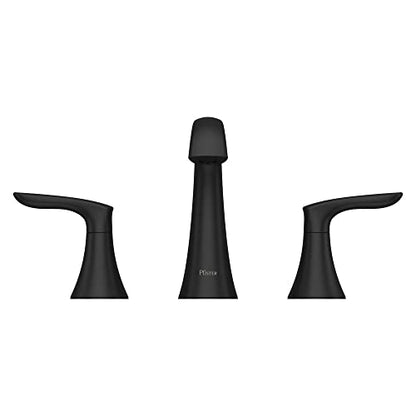 Pfister Weller Bathroom Sink Faucet 8 inch Widespread 2-Handle 3-Hole Matte Black Vanity Faucet with Push & Seal Drain Water-Efficient WaterSense Certified LG49WR0B - color: Matte Black, size: 1 Pack