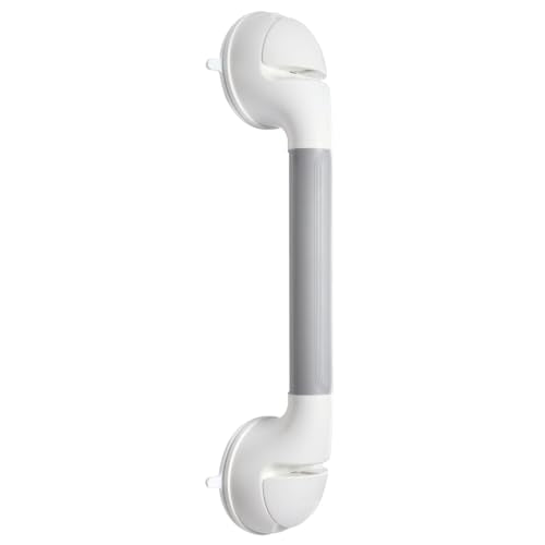 Suction Grab Bar 1 Pack, 16.9 Inch Shower Grab Bars for Seniors, No Drill Removable Bathroom Safety Handles for Bathtubs and Showers, Grey White - color: Grey White, size: 17 inch