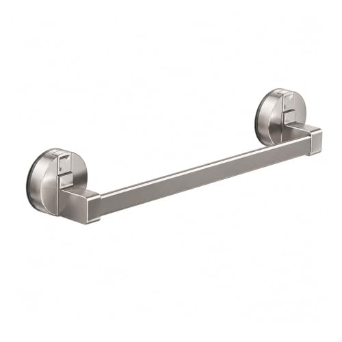 Suction Cup Bathroom Hand Towel Rack Double Bar 2 Tier | Wall Mount, No Drill, Space Aluminium, Electroplated Finish, Length Under 50 Cm(Grey 30cm) - color: Grey 30cm