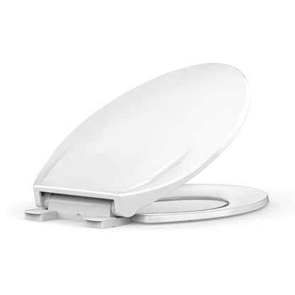 Toilet Seat, Elongated Toilet Seat with Quick-Release And Quick-Attach, Plastic Toilet Seat with Soft Close, Never Loosen, Easy Install and clean - White - color: White, size: Elongated