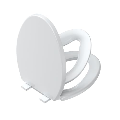 Elongated Toilet Seat 19 Inch with Soft Close Lid, Quick Release for Easy Cleaning, Closed Front Oval Design, Grip-Tight Bumpers, Quick Attach Hardware Included, Fits Most Elongated Toilets, White