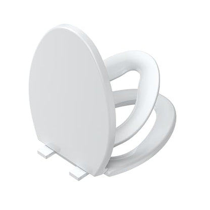 Elongated Toilet Seat 19 Inch with Soft Close Lid, Quick Release for Easy Cleaning, Closed Front Oval Design, Grip-Tight Bumpers, Quick Attach Hardware Included, Fits Most Elongated Toilets, White
