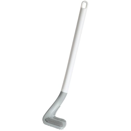 Toilets Brushes, Toilet Cleaning Brush,Golf Flexible Bendable Silicone Long Handled Toilet Brushes, 360°Deep Toilets Bowl Cleaning Brush,Quick Drying Scrubber for Bathroom with Hook (White) - color: White