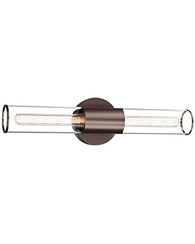 Bathroom Vanity Light Fixture, 2-Light Oil Rubbed Bronze Wall Sconce Lighting Fixture with Clear Glass, Indoor E26 Socket Wall Lamp for Mirror Living Room Hallway(Bulb Not Included) - color: Clear Glass-Oil-Rubbed Bronze, size: 1 Count (Pack of 1)