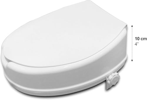 PEPE Mobility Raised Toilet Seat with Lid for Elderly 4" High | Fits Round and Elongated up to 15" Wide, Commode Seat with Sturdy Brackets, Medical Aid - color: 4 Inch