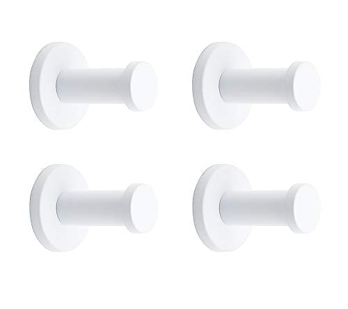Classic White Stainless Steel Single Super Heavy Duty Wall Mount Hook, Coat Hanger, Bath Towel Hooks (2", 4 PCS) - size: 2" , 4 PCS