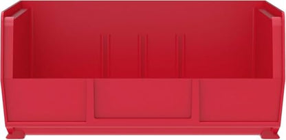 Akro-Mils 30235 AkroBins Plastic Storage Bins, 11"x11"x5", Red, 6-Pack | Space-Saving Stackable Bins for Garage, Pantry, Craft Organization - color: Red