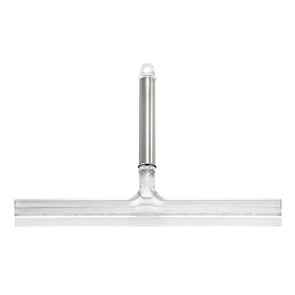 iDesign Forma Brushed Stainless Steel Squeegee, 12" x 8" | Suction Storage Hook - style: Modern