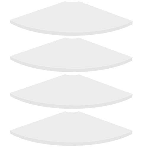 Homode Corner Floating Shelves, Set of 4 Round Corner Shelf Wall Mount with Cord Hole, 12 Inch Wood Curved Corner Hanging Shelf for Cable Box, Speaker, TV Cords, Books, Plants, White - color: White, size: Set of 4