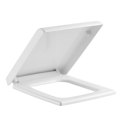 White Square Quick Release Toilet Seat with Cover - Easy Clean, Top Fixing, 36 x 47 cm - and Stylish Bathroom Essential - size: 35*45cm