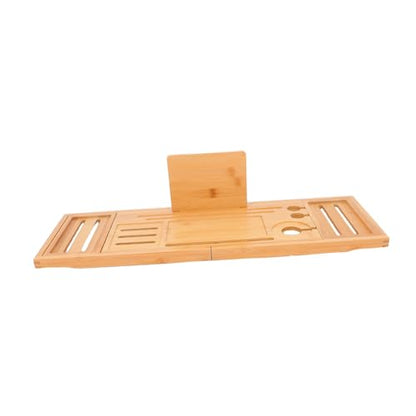 Expandable Bamboo Bathtub Tray Bath Organizer with Design for Various Tub Versatile Storage for Shower Essentials Non-Slip Secure Bath Accessory