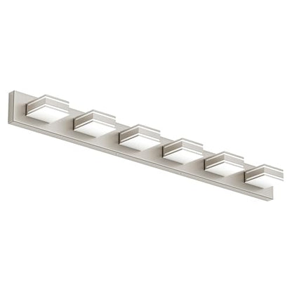 Ralbay 48inch Brushed Nickel Bathroom Vanity Light 6-Light Metal Acrylic Modern LED Bathroom Lighting Over Mirror - color: Brushed Nickel, size: 48 inch