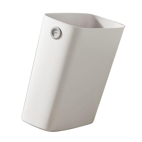 Tyenaza Small Trash Can, Plastic Wastebasket Slim Open Top Garbage Container Bin for Narrow Spaces Bedroom, Office, Living Room, Laundry,Toilet (White) - color: White