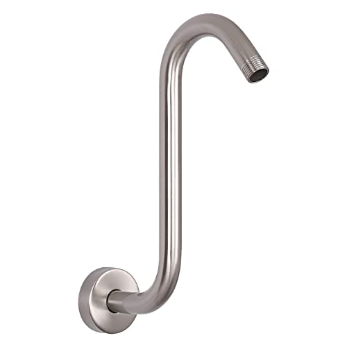 S Shaped Shower Arm, High Rise Shower Head Extension Pipe Standard 1/2" Connection with Flange, Awesome Shower Experience-Stainless Steel Bathroom Accessory(10 Inch S Shape, Brushed Nickel) - color: Brushed Nickel, style: 10" S Shape