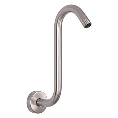 S Shaped Shower Arm, High Rise Shower Head Extension Pipe Standard 1/2" Connection with Flange, Awesome Shower Experience-Stainless Steel Bathroom Accessory(10 Inch S Shape, Brushed Nickel) - color: Brushed Nickel, style: 10" S Shape