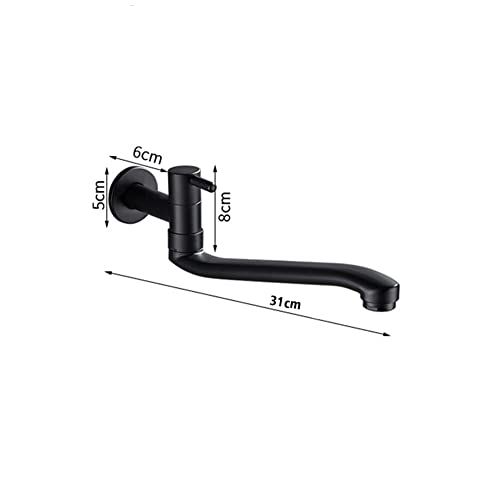 Wall-Mounted Black Cold Water Faucet Washing Machine Mop Pool Garden Taps (31cm) - size: 31cm