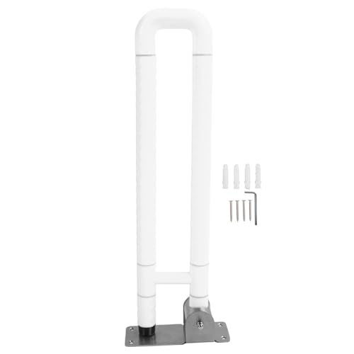 Foldable Toilet Grab Bar, Stainless Steel Flip Up Handicap Grab Bar Handrails, Anti Slip Safety Rails Bathroom Seat Support Bars for Elderly Disabled Pregnant Senior (White) - color: White