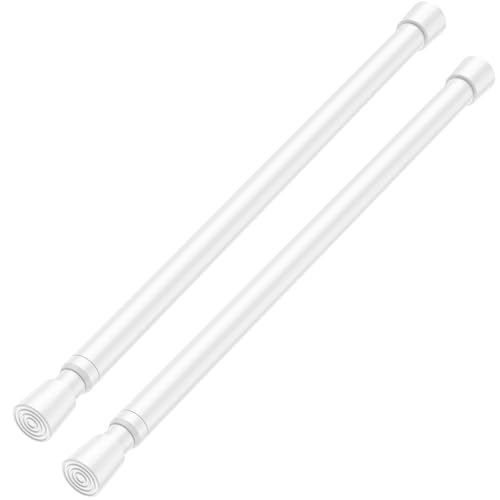 2Pcs Tension Curtain Rods for Windows 16 to 28 inch, Adjustable Pressure Spring Curtain Rods No Drilling Small Tension Rods, White Curtain Rods for Bedroom Doorway Closet Door - color: White, size: 16-28 inch-2P
