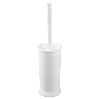 mDesign Toilet Bowl Brush and Holder - Covered Bathroom Brush - Standing Scrubber in Modern Holder - Compact, Space Saving, Deep Cleaning - White - color: White