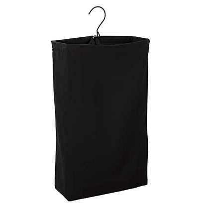 Household Essentials Door Hanging Laundry Bag in Washable Canvas with Loop Handle, Black - color: Black