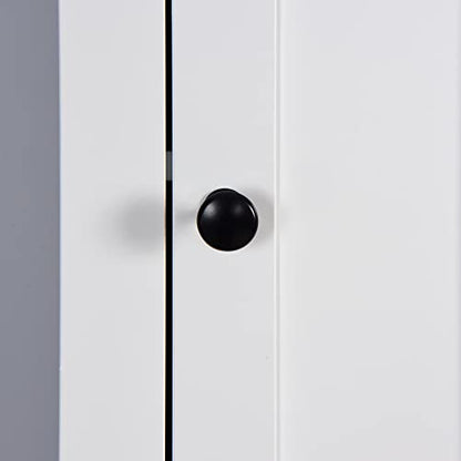 Tall Bathroom Storage Cabinet with Shelves and Door, Narrow Bathroom Cabinet with Adjustable Shelves, Slim Storage Tower, Linen Cabinet for Bedroom, Living Room (White, 15.7"L x 11.8"W x 67"H)