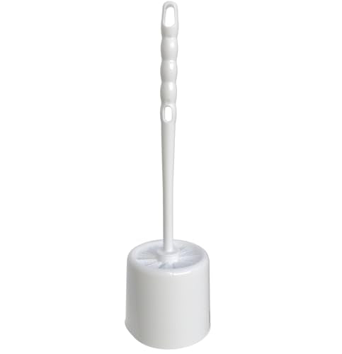 Sparta Toilet Bowl Brush with Caddy, 16 Inch, White | Flo-Pac, Polypropylene Bristles, Long Plastic Handle, Sanitary Storage Caddy