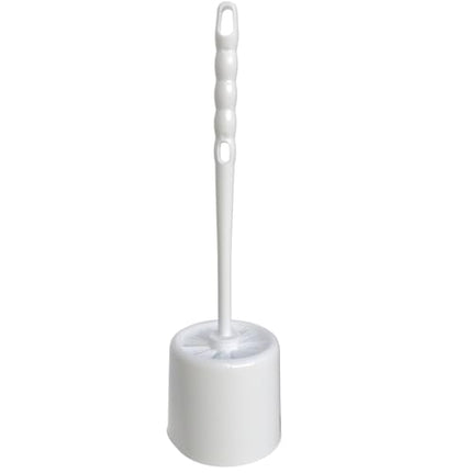 Sparta Toilet Bowl Brush with Caddy, 16 Inch, White | Flo-Pac, Polypropylene Bristles, Long Plastic Handle, Sanitary Storage Caddy