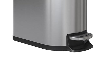 GarveeHome 1.6 Gal Step-On Trash Can, Stainless Steel Small Bathroom Garbage Bin with Soft Close Lid, Slim Space-Saving Design, Removable Inner Bucket for Bathroom, Bedroom, Office, Silver - color: Silver, size: 1.6 Gallon
