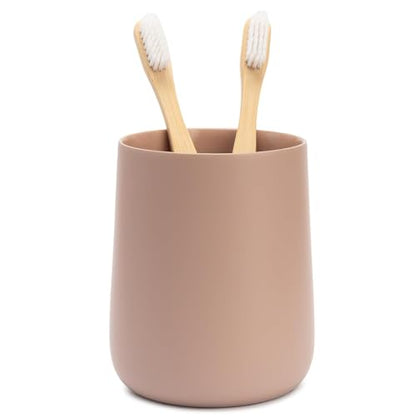 Yew Design Matte Pink Bathroom Toothbrush Holder Cup - Round - color: Round Matte Dusty Pink/Mauve