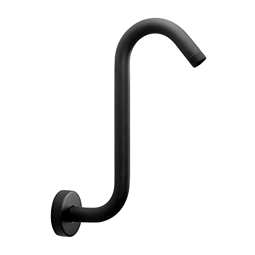 NearMoon S Shaped Shower Head Riser Arm, Shower Extender Arm with Flange, Standard 1/2" Connection- Bathroom Accessory (10 Inch, Matte Black) - color: Matte Black, style: 10 Inch