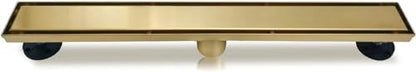 Neodrain 60" Gold Linear Shower Drain,2-in-1 Flat& Tile Insert Cover | 304 Stainless Steel,Fast Drainage, Durable,Rectangle Shower Floor Drain with Adjustable Feet,Hair Strainer,Fits Bathrooms - color: Golden, size: 60 In