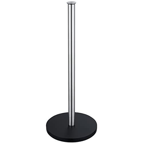 JQK Toilet Paper Storage Stand, 304 Stainless Steel Thicken 0.8mm Tissue Reserve Holder Dispenser for Bathroom, Brushed Steel, TPS180-BN - color: Brushed & Black Base