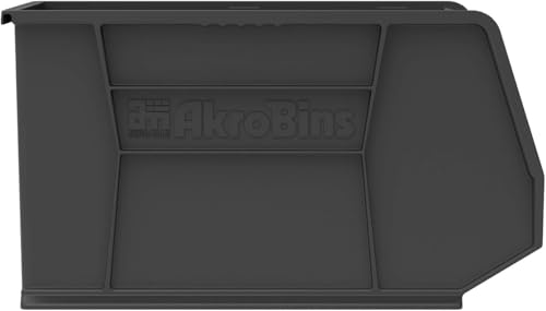 Akro-Mils 30265 AkroBins Plastic Storage Bins, 18"x8.25"x9", Black, 6-Pack | Space-Saving Stackable Bins for Garage, Pantry, Craft Organization - color: Black