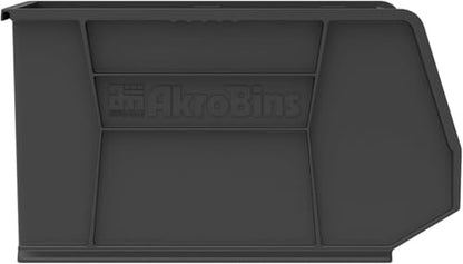 Akro-Mils 30265 AkroBins Plastic Storage Bins, 18"x8.25"x9", Black, 6-Pack | Space-Saving Stackable Bins for Garage, Pantry, Craft Organization - color: Black