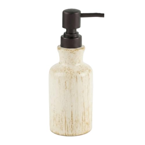 Creative Scents Rustic Luxe Bathroom Soap Dispenser | Beige Hand Soap Dispenser for Bathroom with Pump - Rustic Farmhouse Decor – Resin Lotion Dispenser with Pump Holds 8.8 Oz. - style: Soap Dispenser
