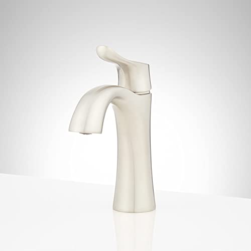 Signature Hardware 447940 Provincetown 1.2 GPM Single Hole Bathroom Faucet with Metal Lever Handle and Pop-Up Drain Assembly | Includes - Pop-Up Drain Assembly - Brushed Nickel