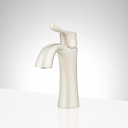 Signature Hardware 447940 Provincetown 1.2 GPM Single Hole Bathroom Faucet with Metal Lever Handle and Pop-Up Drain Assembly | Includes - Pop-Up Drain Assembly - Brushed Nickel