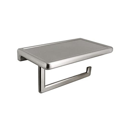 Toilet Paper Holder for Bathroom Solid ZINC Alloy Material and Superior Hotel Style Tissue Roll Holder with Cell Phone Storage Nickel Finish D500091BN - color: Brushed Nickel